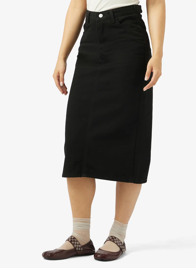 جينجر Denim Straight Fit Midi Skirt